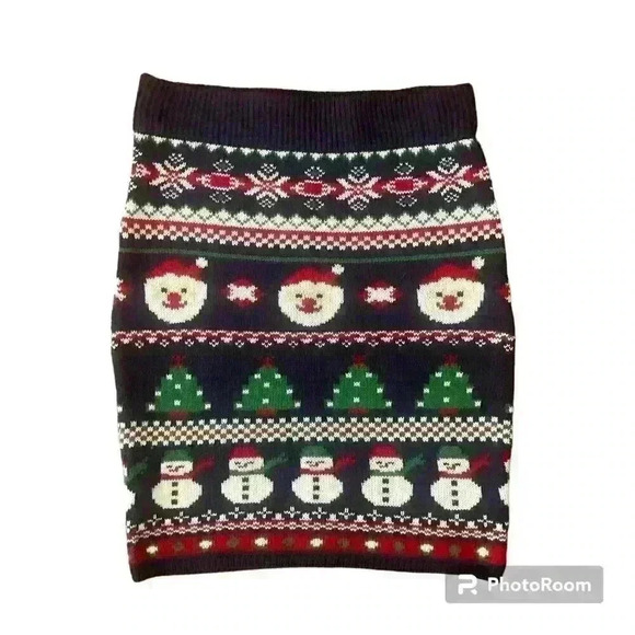 Santa Snowman Christmas Fair Isle Sweater Pencil Skirt Women’s Size Small Kitsch - Picture 1 of 7